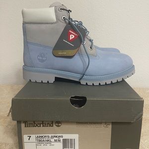 TIMBERLAND 6" Premium Boots GS J Blue/Grey FITS Boys/MEN SIZE 7/ WOMAN'S SIZE